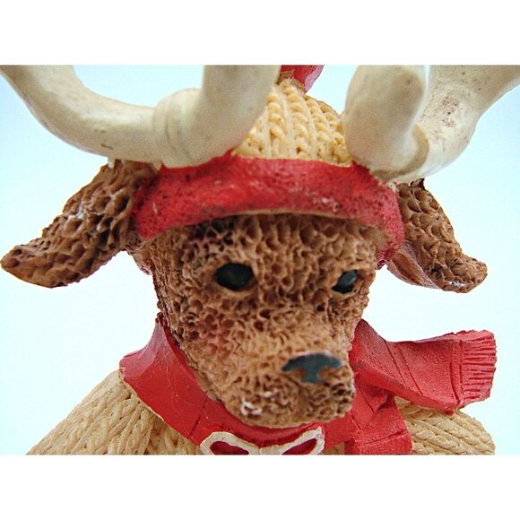 Set 2 Holiday Collection Dogs Dressed As Reindeer Figures Vintage Christmas Deco - Picture 12 of 12